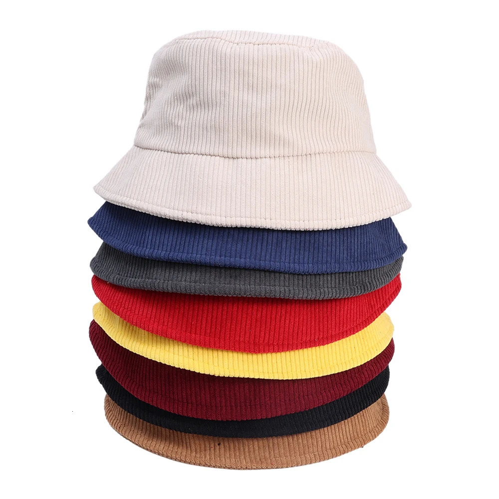 Corduroy Bucket Hat Spring Autumn Solid Color Women Men Fisherman Hats Hip Cap Foldable Bob u Panama Fishing Cap Gorras 251029