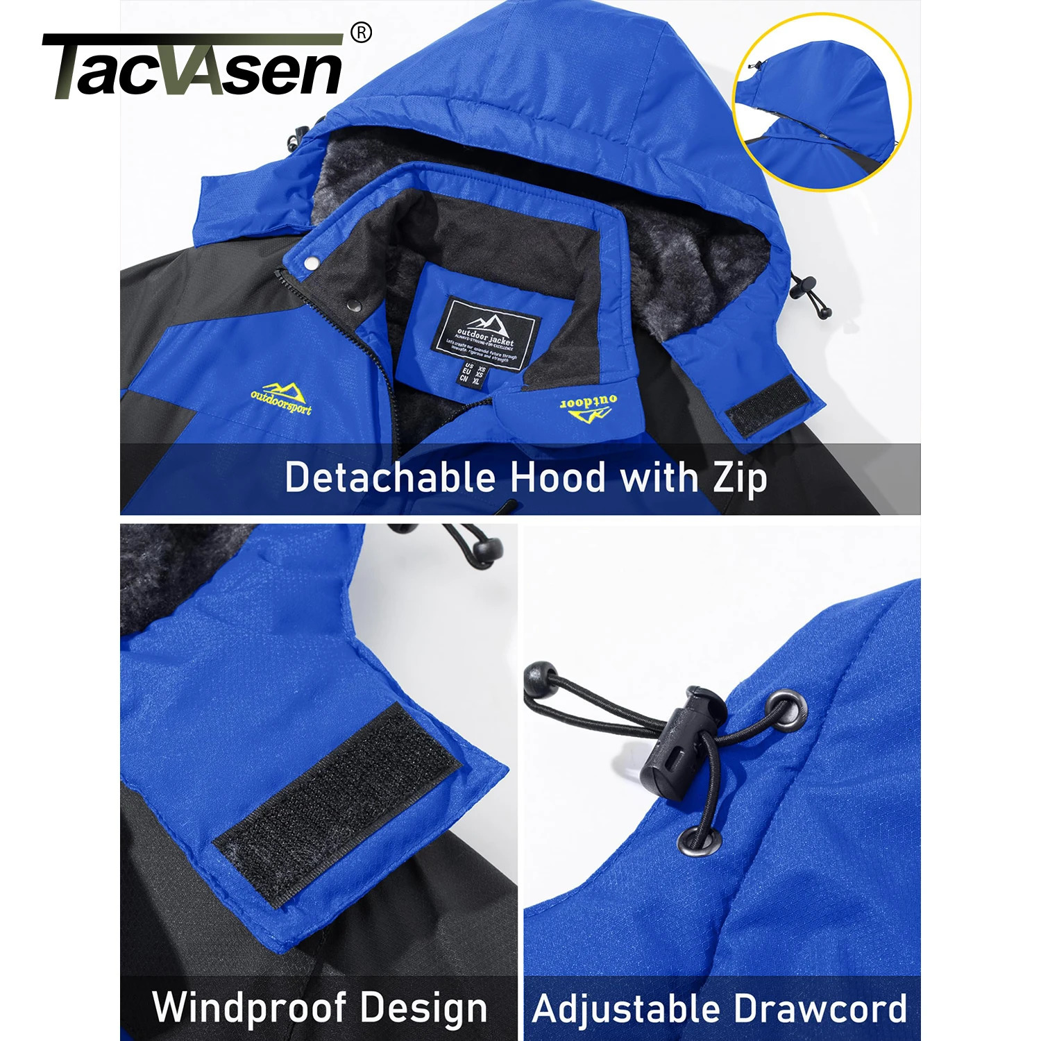 TACVASEN Winter Heavyweight Fleece Lined Parka Waterproof Men Ski Snowboard Jackets Windproof Removable Hoodie Coats Windbreaker 251028CJ
