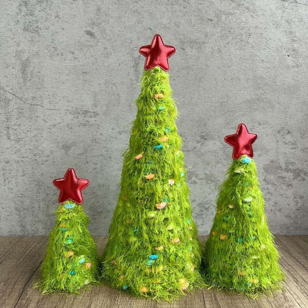 Grinch Plush Tree Ornament Christmas Table Fireplace Scene Decoration