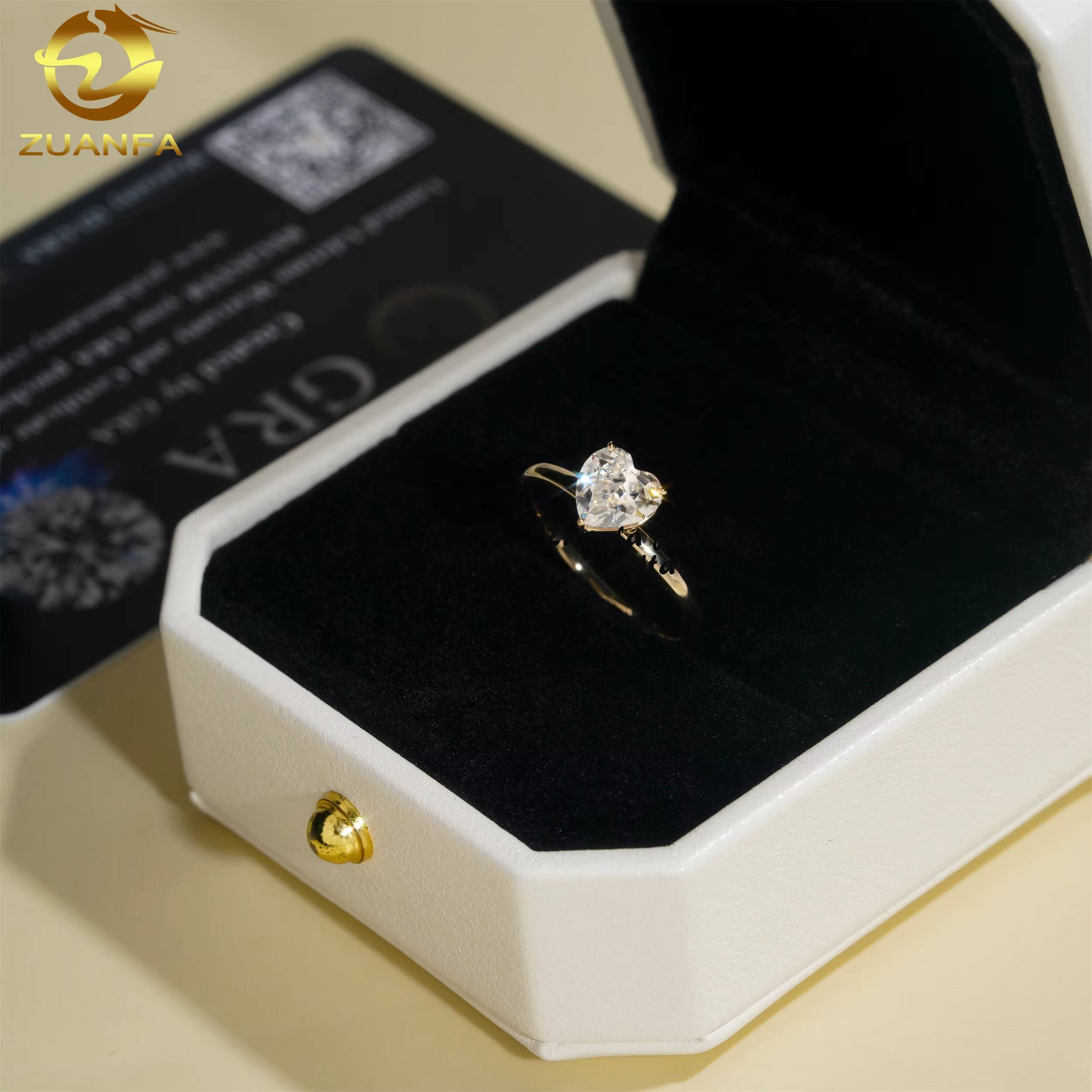 Factory Price 14k Solid Gold Heart Shape 1ct Moissanite Diamond Solitaire Engagement Ring for Women