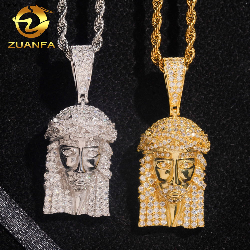 Pass Diamond Tester Jesus Head Pendant Moissanite Hip Hop Jewelry Iced Out 925 Silver Moissanite Custom Hip Hop Pendant for Men