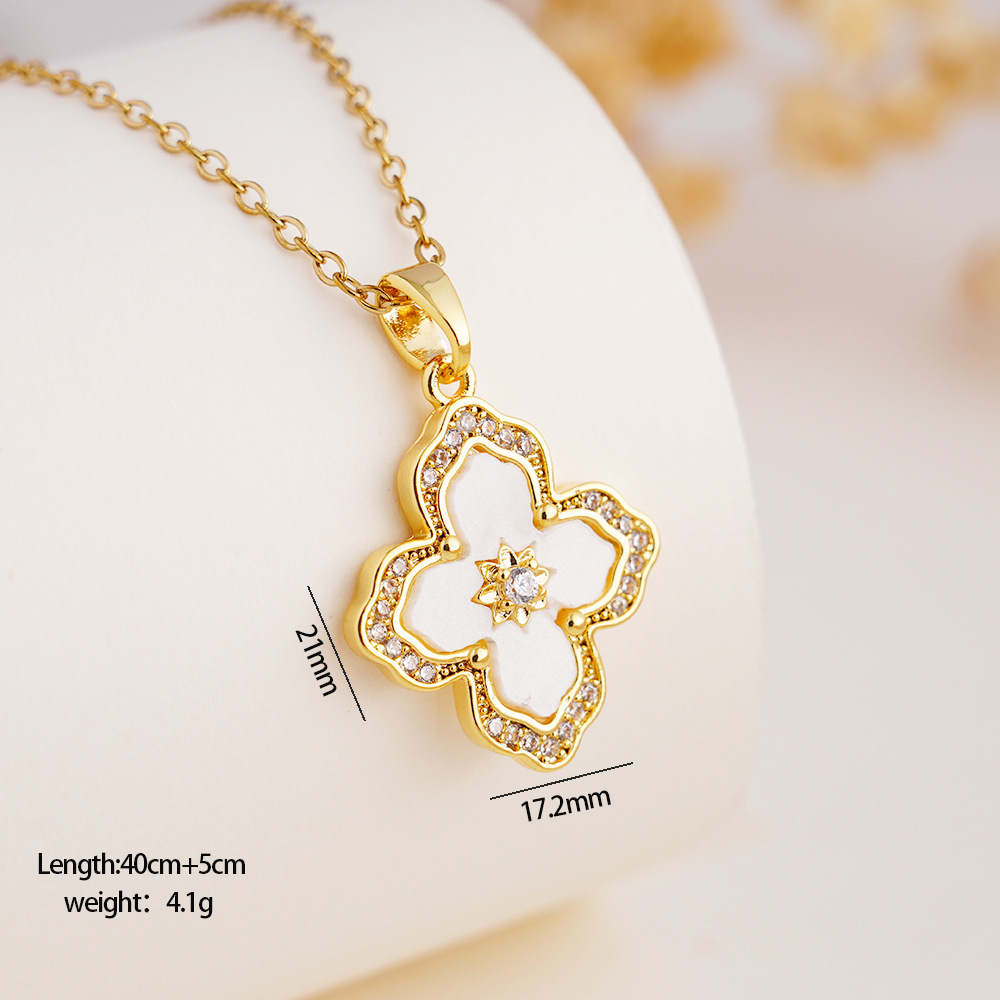 Designer necklace pendant Geometric Square Zircon custom pendant Necklace Women's Shell Titanium Steel Necklace for women tennis necklace free sh
