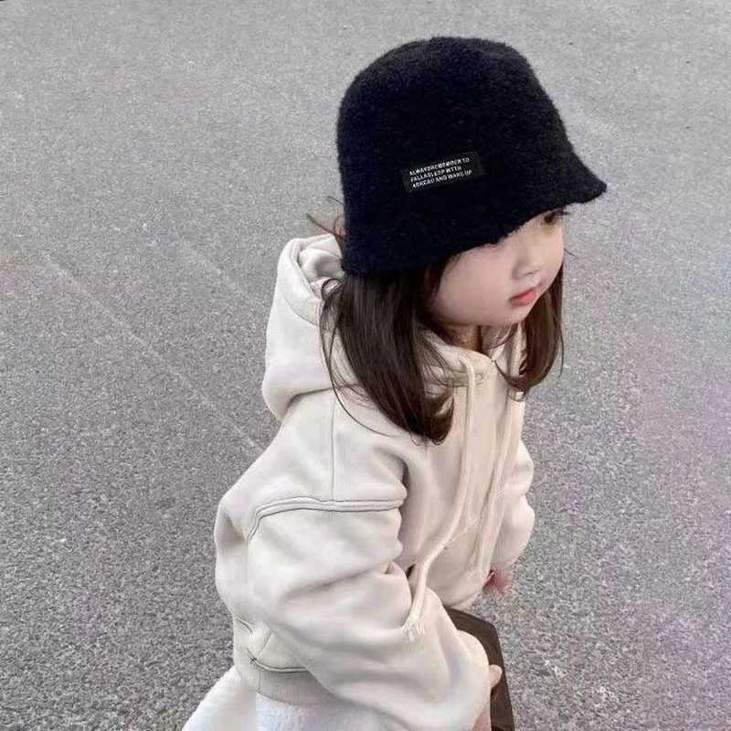 Winter Children Woolen Fisherman Hat Cute Knitted Flower Basin Cap 26year Baby Girl Outdoor Sun Visors Solid Warm Bowl Hats 251028