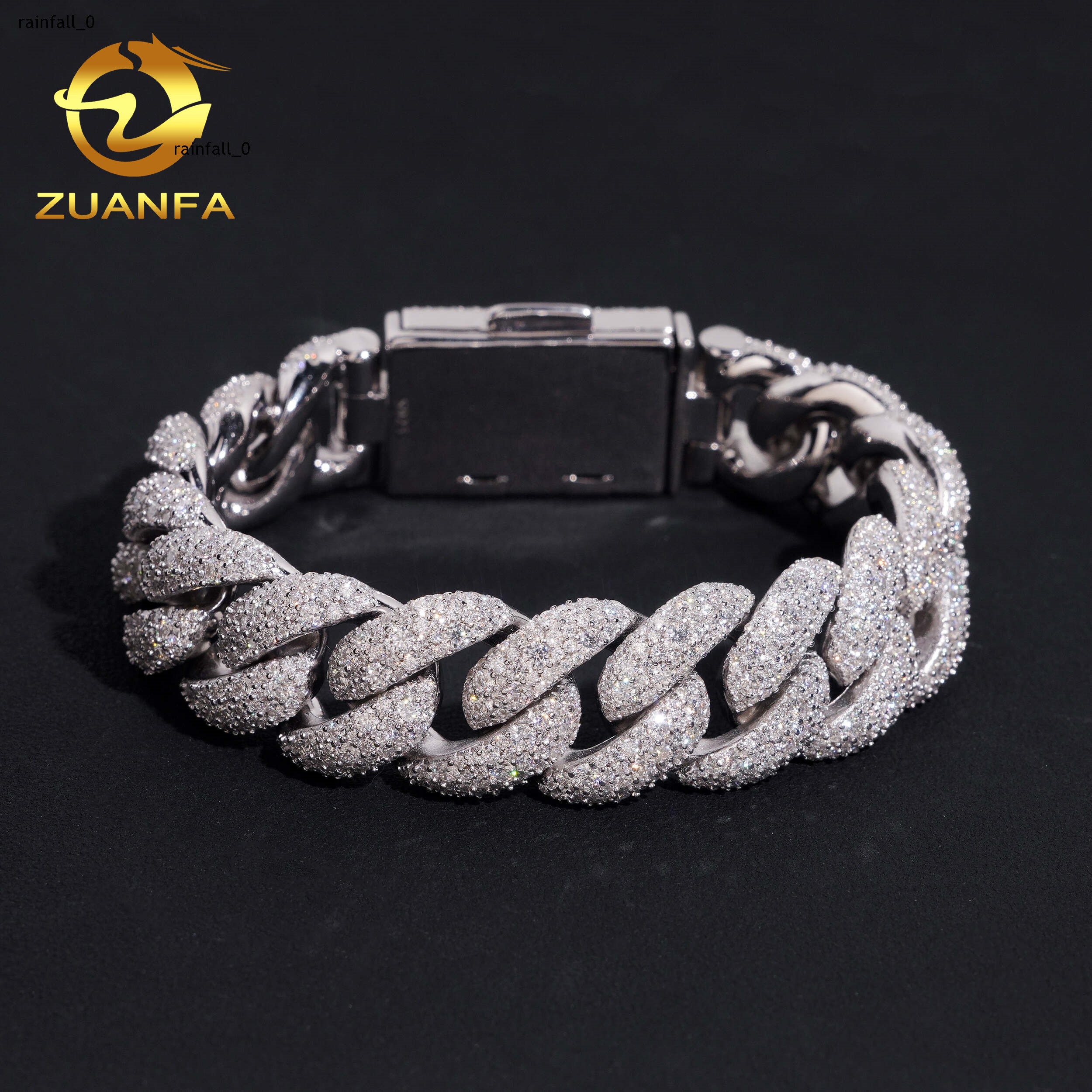 18mm Mosaic Set Moissanite Pass Diamond Test Cuban Chain Gold Plated 925 Sterling Silver Hip Hop Iced Out Cuban Link