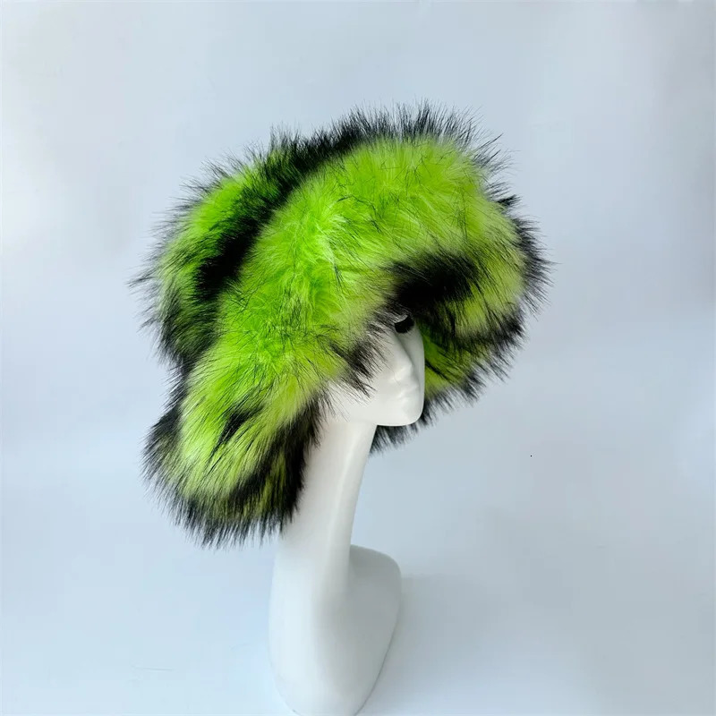 Winter Warm Faux Fur Bucket Hats For Women Girl Big Fluffy y Plush Fisherman Caps Fashion Outdoor Ski Hat 251013