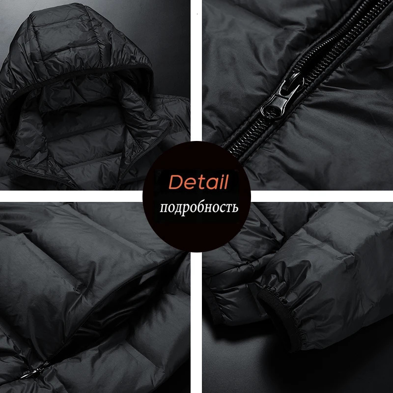Men White Duck Down Jacket Winter Warm Hooded Windproof Puffer Jacket Detachable Hat Lightweight Casual High Quality Coat Male 251028