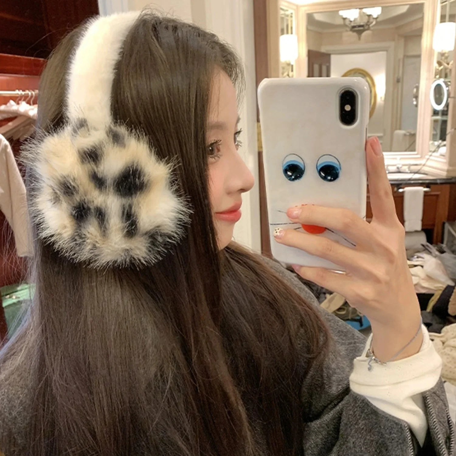 Y2k Leopard Faux Fur Earmuffs Folded Winter Warm Thicken Antifreeze Ear Muffs Women Outdoor Cold Protection EarMuffs Ear Cover 251029