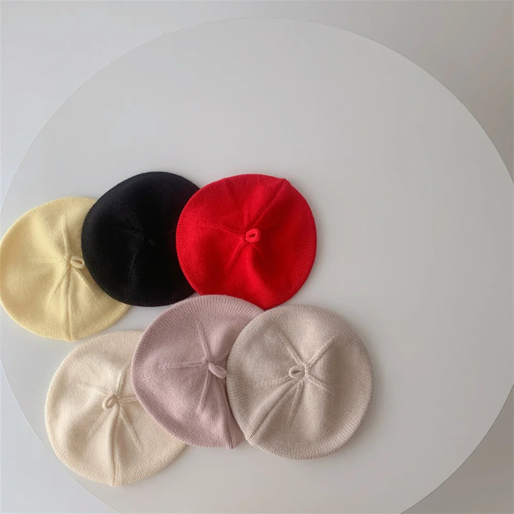 Fashion Baby Knitted Beret Hat Solid Color Childrens Warm Hats Autumn Winter Painter Cap For Girls Kids Bonnet Accessories 251029