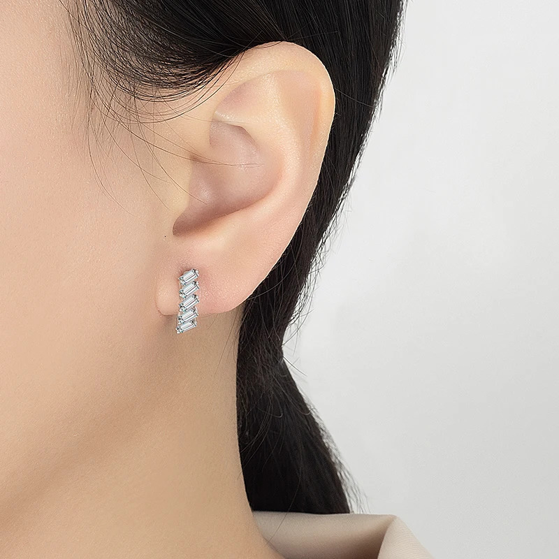 PERFANY 15CT Emerald Cut All Hoop Earrings 100 Pure Silver Laboratory Diamond Wedding y Jewelry 251013
