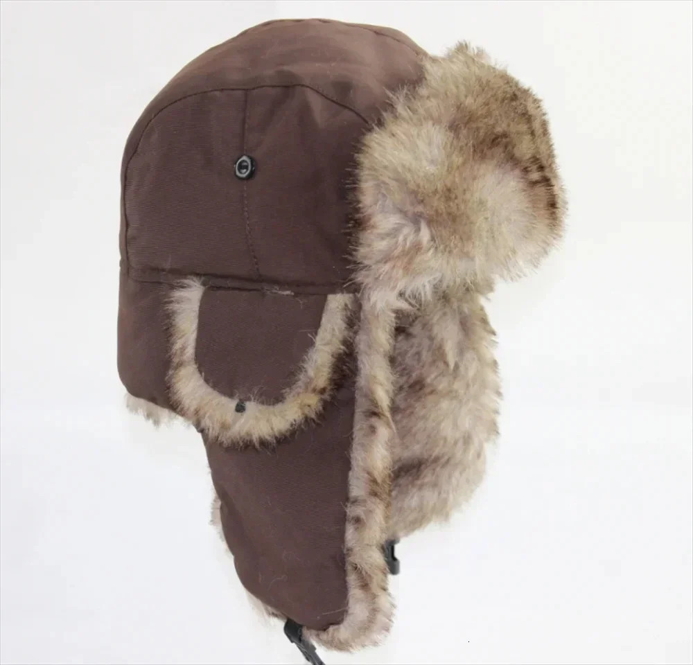 Unisex Warm Mens Women Trapper Cap Trooper Earflap Winter Flaps Ski Hat Bomber Hats Russian Ski Hat Faux Fur Hats 251029
