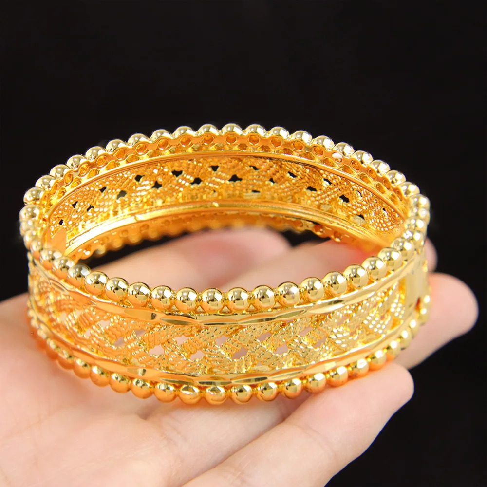 Turkish Bridal Vintage Jewelry Opening Bangles 21k Gold Plated Moroccan Wedding Bracelet Algeria Women Marry Jewelrys 251028
