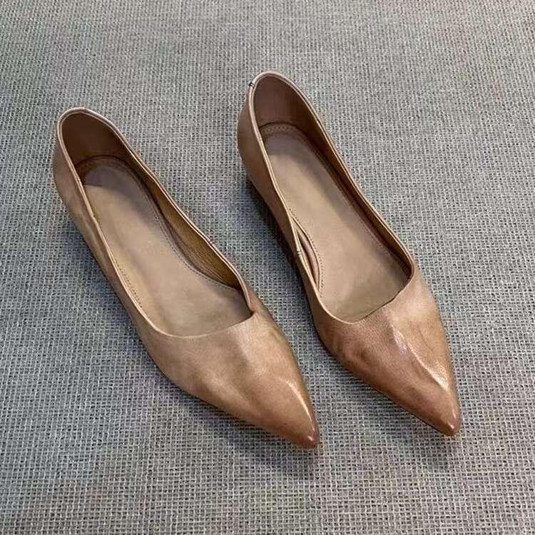 Sheepskin Version~ Pointed Designer Shoe Toe Elegant Low Heel Single for Women Shallow Mouth Commuting Slip-On French Simple Shoes