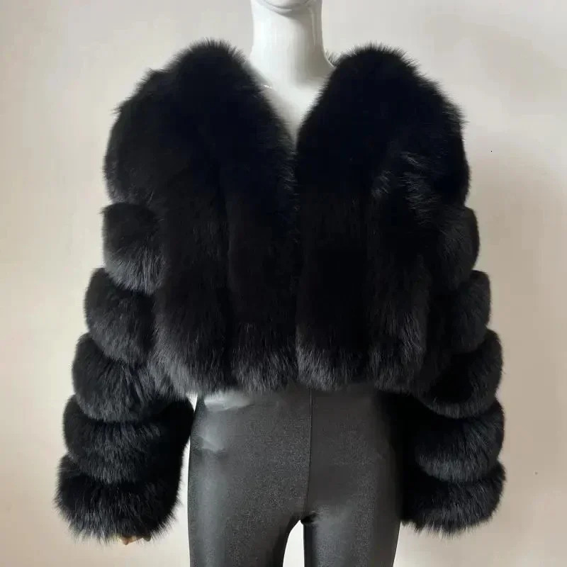 Faux Fox Fur Coat VNeck Winter Woman Long Sleeve Warm Winter Coat Women Fashion Fur Jacket Teddy Chic Outwear 251029