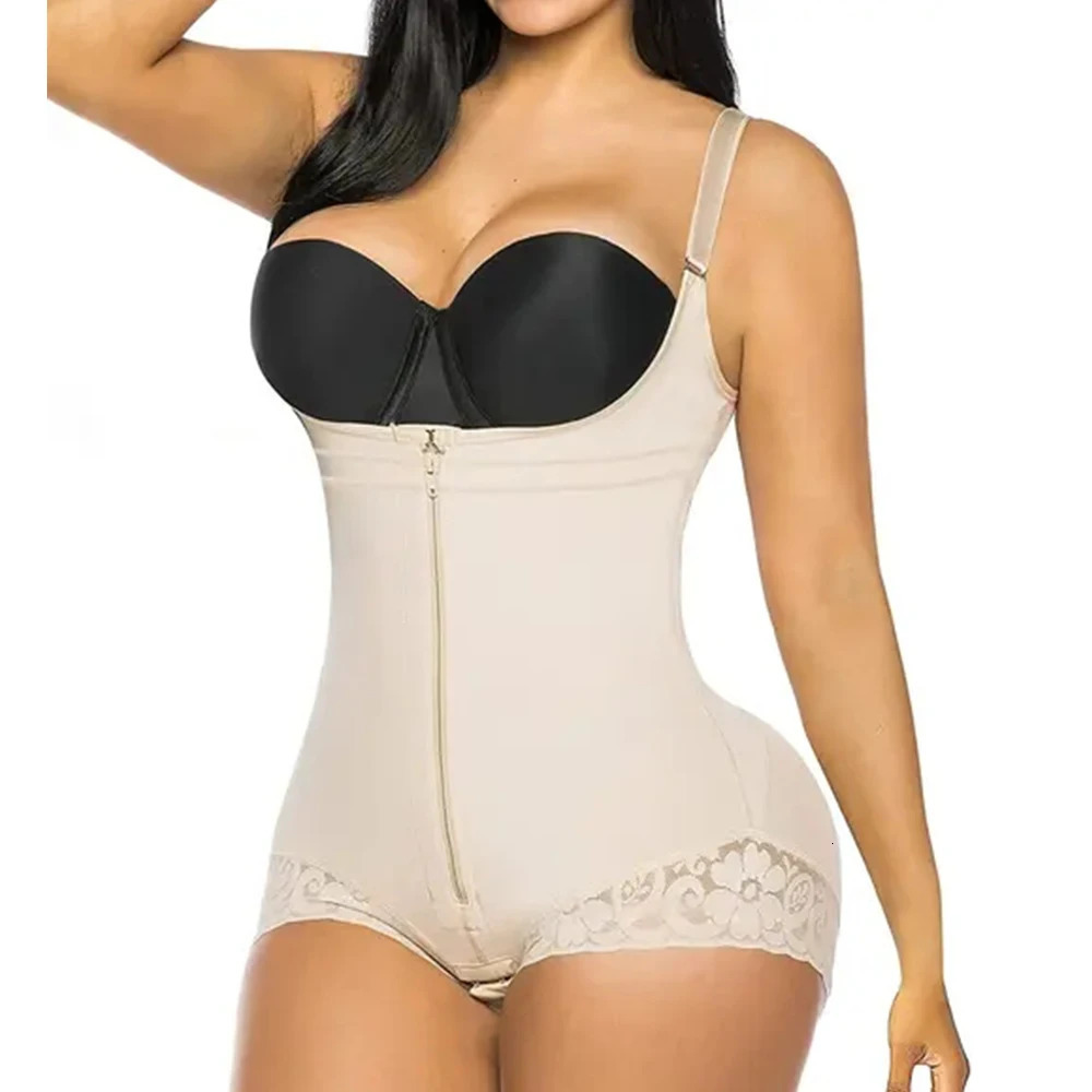 Shapewear Colombian High quality Shape jumpsuit with front zipper and Hook Double Compression belly corsets consecutive rows 251029
