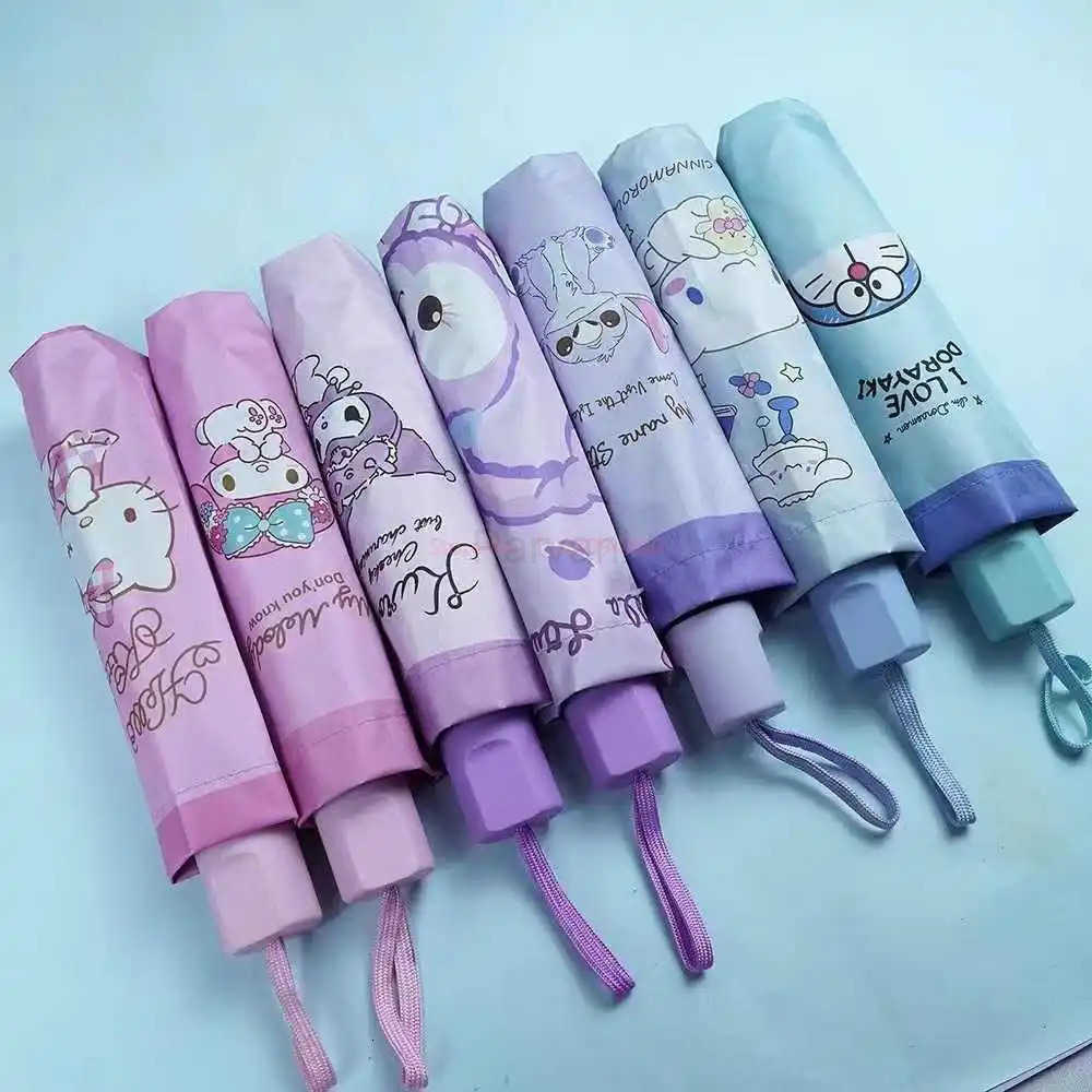 Sanrio New Hello Kitty Sanrio Sun Umbrella Folding Uv Protection Cute Cartoon Animation My Melody Upf50 DualPurpose Parasol Kawaii L251029