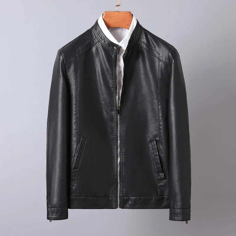 Coat Mens Black Leather Jacket Spring Autumn Motorcycle Coat Mens Moto Biker Leather Fashion Korean Slim Fit Pu Leather JacketT251029