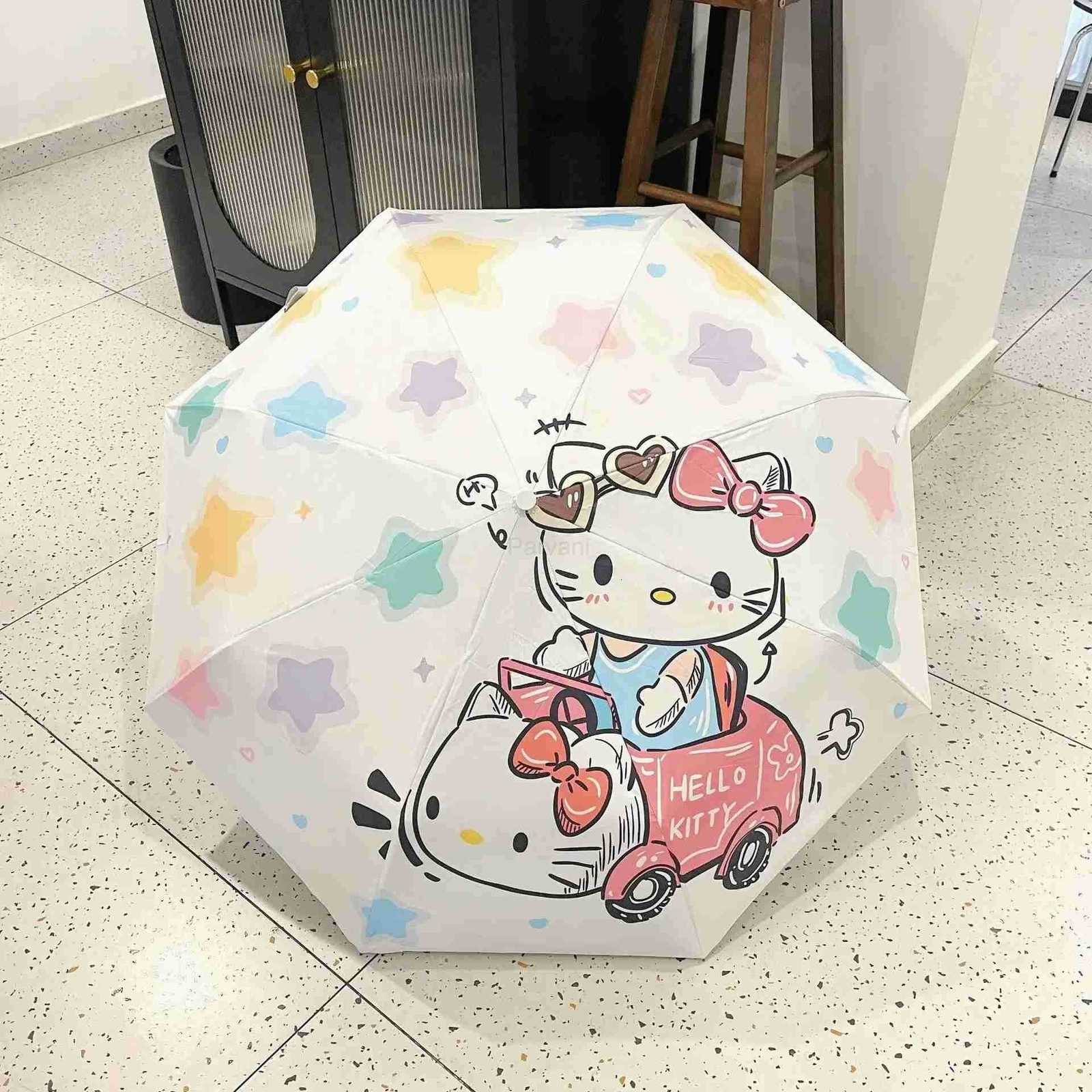Sanrio Sanrio Fully Automatic Umbrella Hello Kitty Sunshade UV Protection Sunny Day Rainy Day Dualpurpose Kawaii Sunshade Umbrella L251029