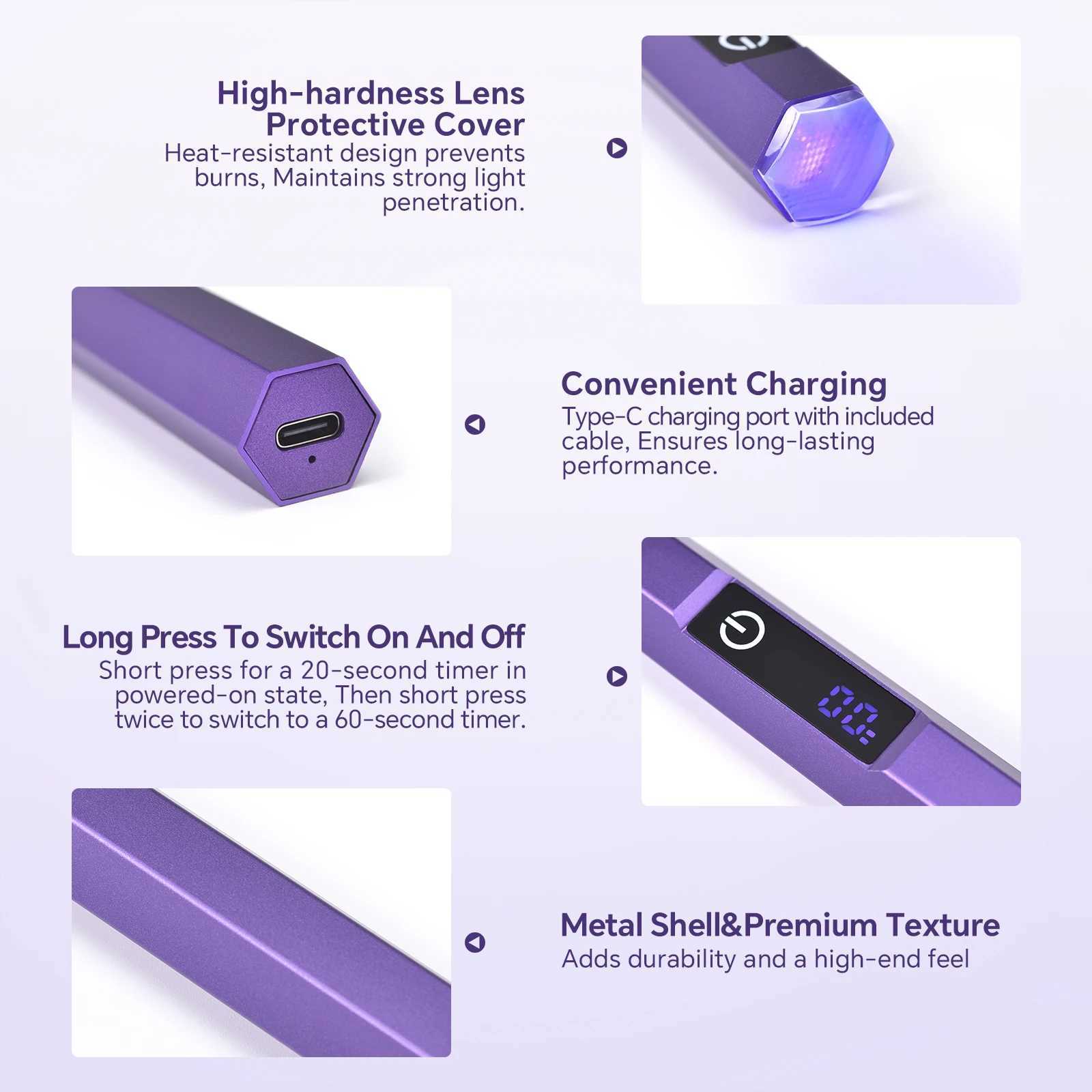 UV Led Nail Lamp For Drying Mini Handheld Nail Polish Dryer Varnish Purple Grey KADS USB Hand Light Professional Nail Art Tools J251117