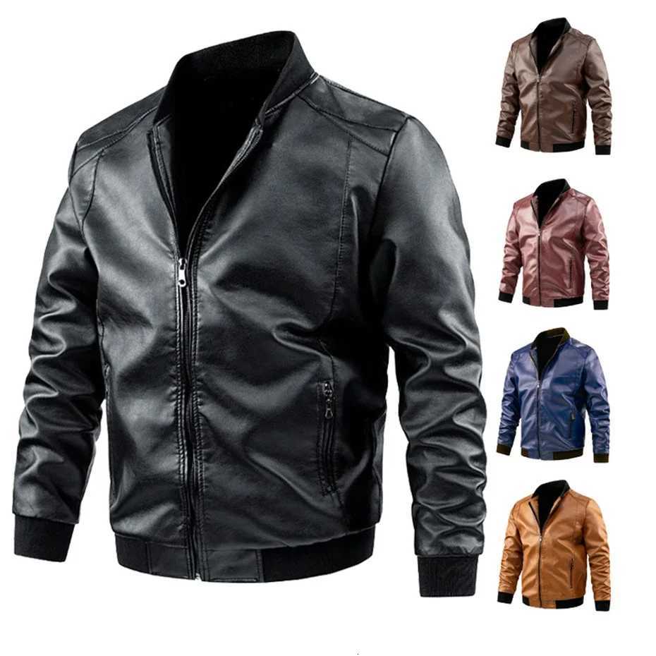 Plus Size 6XL 7XL PU Jacket Men Faux Leather Coat Casual Motorcycle Biker Coat Solid Color Leather Jackets Male Big Size 6XL 7XLT251029