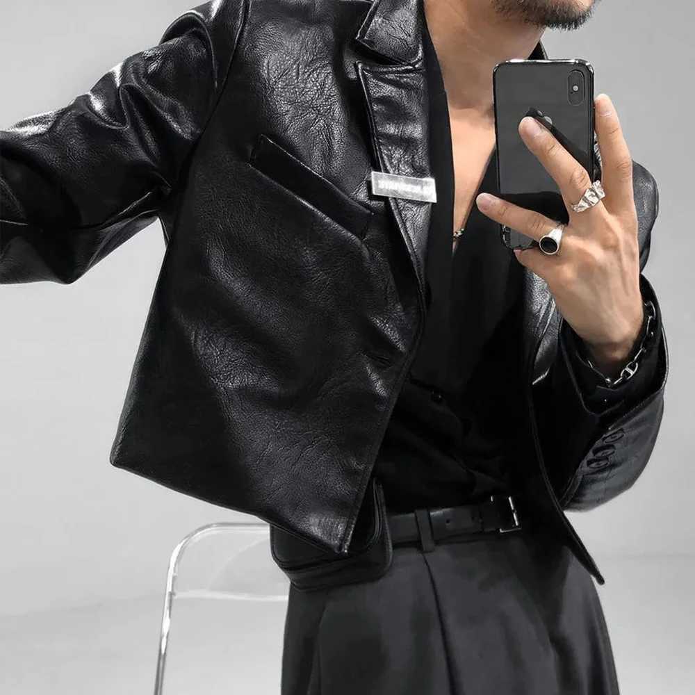 Mens Autumn And Winter Elegant British Casual Street Leather Clothing Unisex Short Leather Jacket MenS LongSleeved SuitT251029