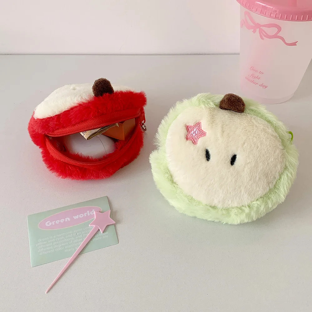 Kawaii Mini Apple Plush Coin Purse Creative Cartoon Mini Storage Bag Zero Wallet Cute Apple Coin Purse Holiday Party Gifts 251029
