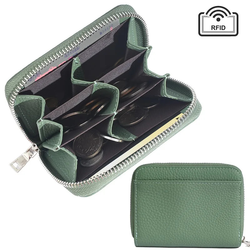 Coin Holder Genuine Leather Lychee Pattern Purse Rfid Blocking Wallet Japense Korean Genuine Leather Coin Purse For Security 251029