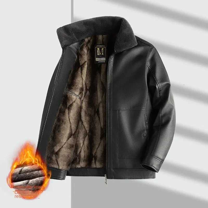 Plush and Thickened Mens Leather Jacket Removable Lining Jackets Man Motorcyclist Jacket Man Casual 2024 New in CoatsT251029