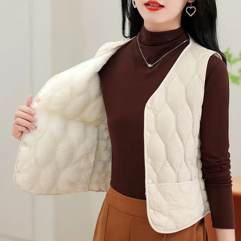 Autumn Down Cotton Solid Color Vneck Sleeveless Vest With Lightweight Warm And Slim Fit Comfortable Versatile Base Vests 251029