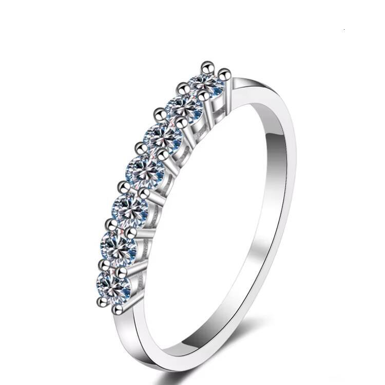 Beautiful Wedding Rings Dropshipping 925 Sterling Silver Seven Stone Moissanite Eternity Band Rings