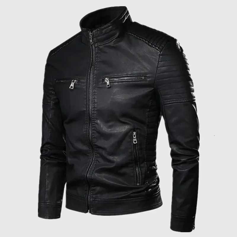 Outdoor Clothes Leather Jacket Mens Biker Leather Jacket Standup Collar Punk Men Leather Jacket Men Fashion Stylish CoatT251029