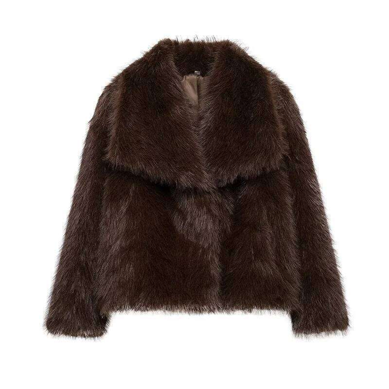 MUJER Coat Plush Fluffy Women's Jacket 2025 Woman Autumn Winter New In Outerwears White Red Gray Black Blends Coats