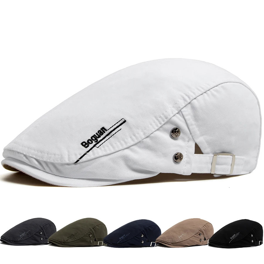 Fashion Mens Beret Button Embroidery Cotton Vintage Berets Outdoor Women Flat Visor Hat Casual Retro sboy Cap For Men 251013