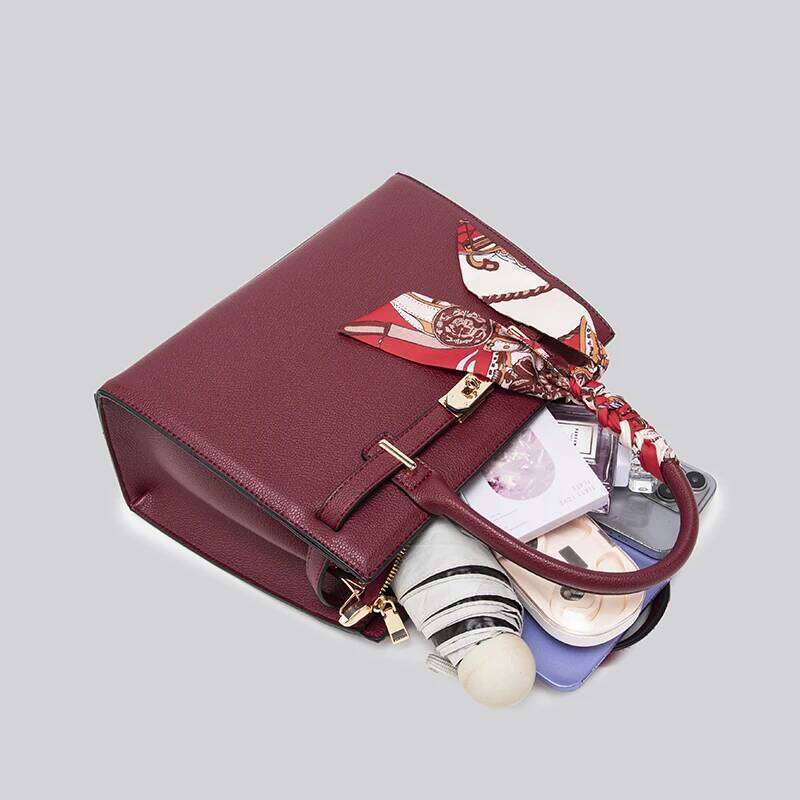 Show Handbag with Scarf Decor and Metal Clasp High Quality for Evening Parties Banquets