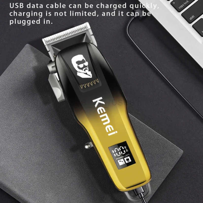 Kemei Electric Hair Trimmer for Men Professional Hair Clipper Cordless Trimmer USB Rechargeable Hair Cutting Machine KM709A Z251029