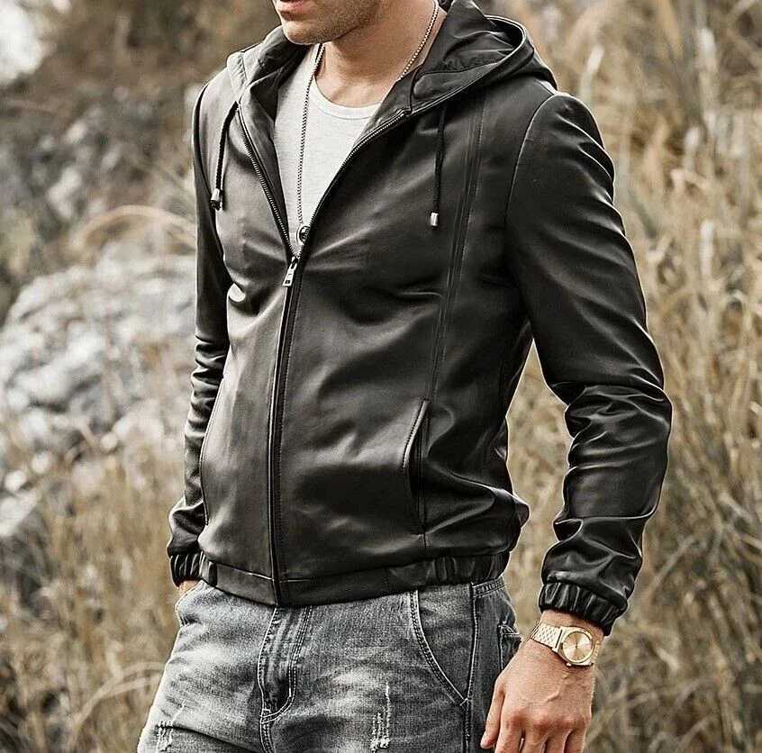 Casual Motorcycle PU Jacket Mens Autumn Fashion Leather Jackets Male Slim Hooded OutwearT251029