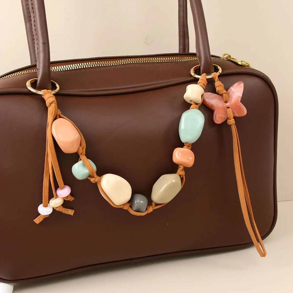 Colorful Acrylic Handbag Charm Strap Handle Bead Replaceable Resin Stone Wristlet Purse Bag Belt Diy Bag Parts Accessories 251029