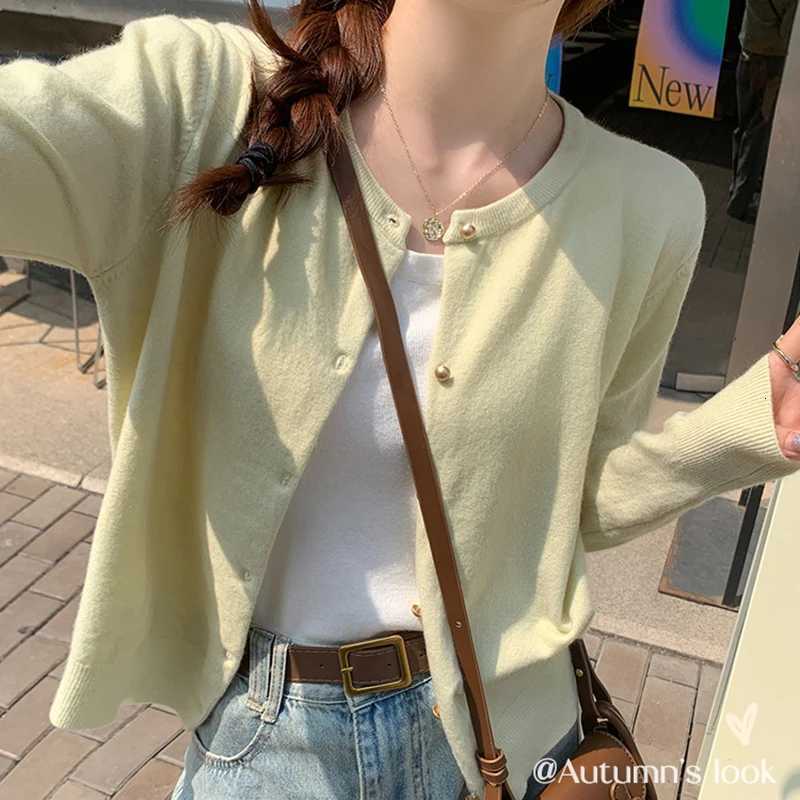 O Neck Basic Knitted Cardigan Women Spring Autumn Long Sleeve Button Solid Soft Sweater Korean Style Short Knitwear Tops FemaleT251028
