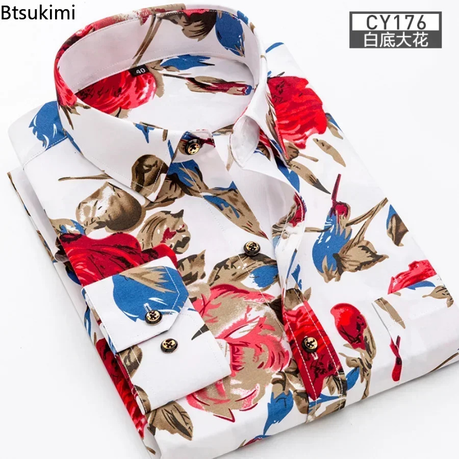 Mens Plaid Shirts Long Sleeve Spring Autumn Thin Male Casual Shirt Man Printed Dress Stripe Business 251029