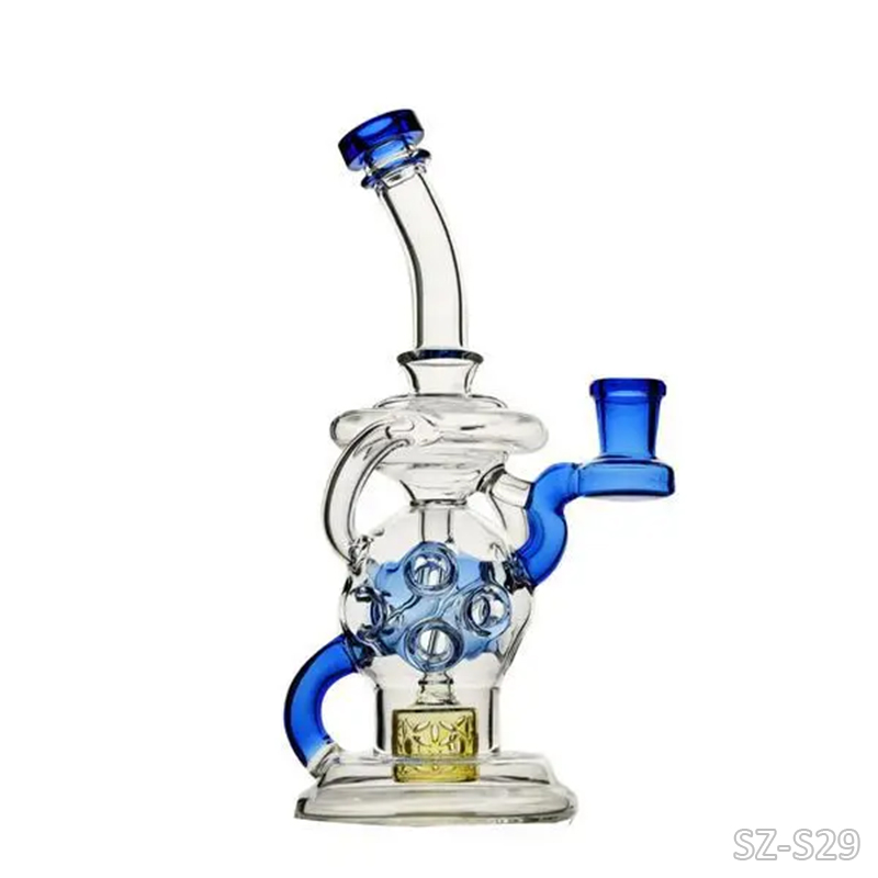 Premium Iridescent 7-Inch Fabricator Sphere Recycler Featuring Smoother Filtering Experience via a Robust Borosilicate Design and 14mm Male Bowl
