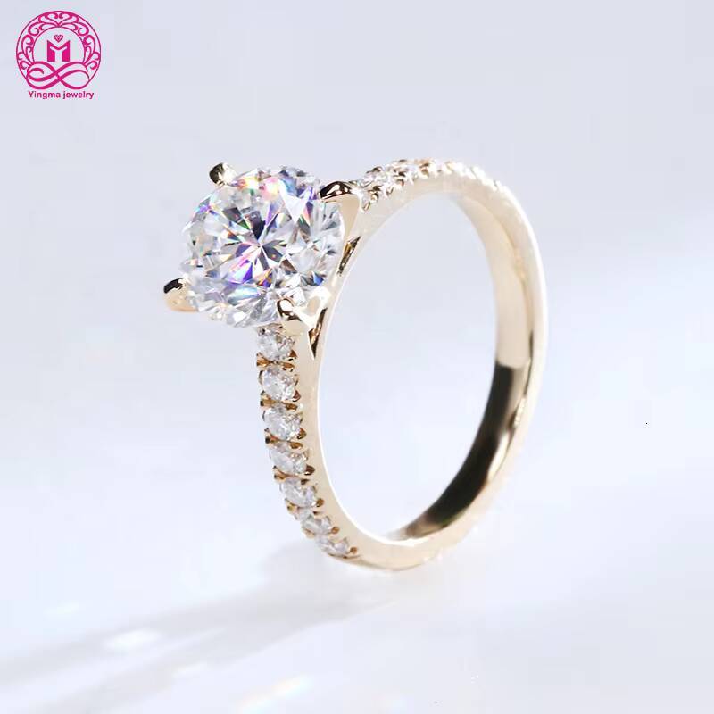 Solid Gold 9k 10k 14k 18k Moissanite Ring Round Cut 9mm 3CT Moissanite Wedding Engagement Ring for Women