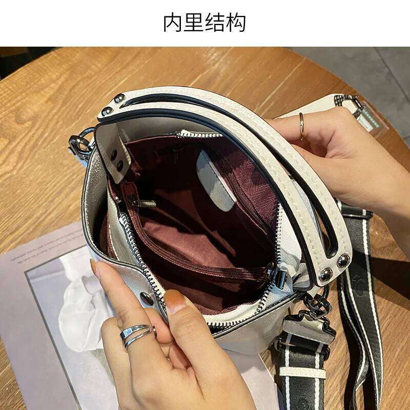 Real Cowhide Leather Women's New Bucket Lady Fashion Single Shoulder Messenger Bag Versatile Handbag Casual Crossbody Bags