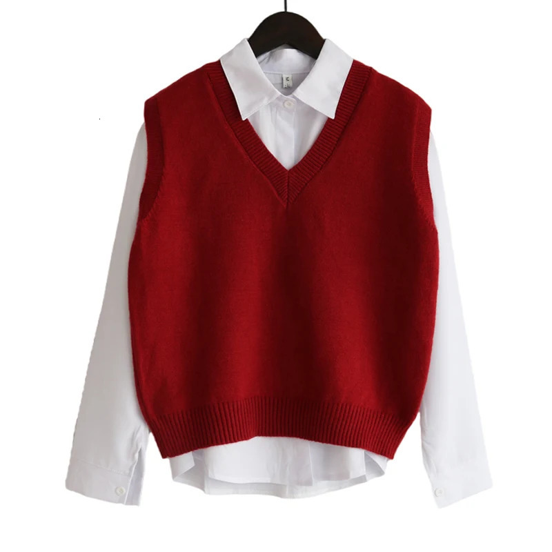 Fall Winter Sweater Vest Women 2025 Korean Fashion V Neck Sleeveless Knitted Pullover Waistcoat Female Loose Spring Jumper 251029