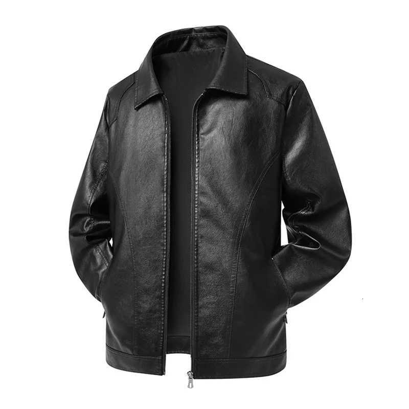 Men Fall Winter PU Leather Jackets 2025 Mens Turn Down Collar Motorcycle Leather Jacket Mens Black Casual Jackets Big Size M8XLT251029