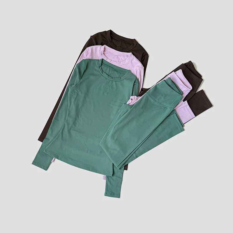 2PCS Yoga Set Women Long Sleeve Crop Top Workout Set Sportswear Gym Clothing Fitness High Waist Leggings Sports SuitsXJ251029