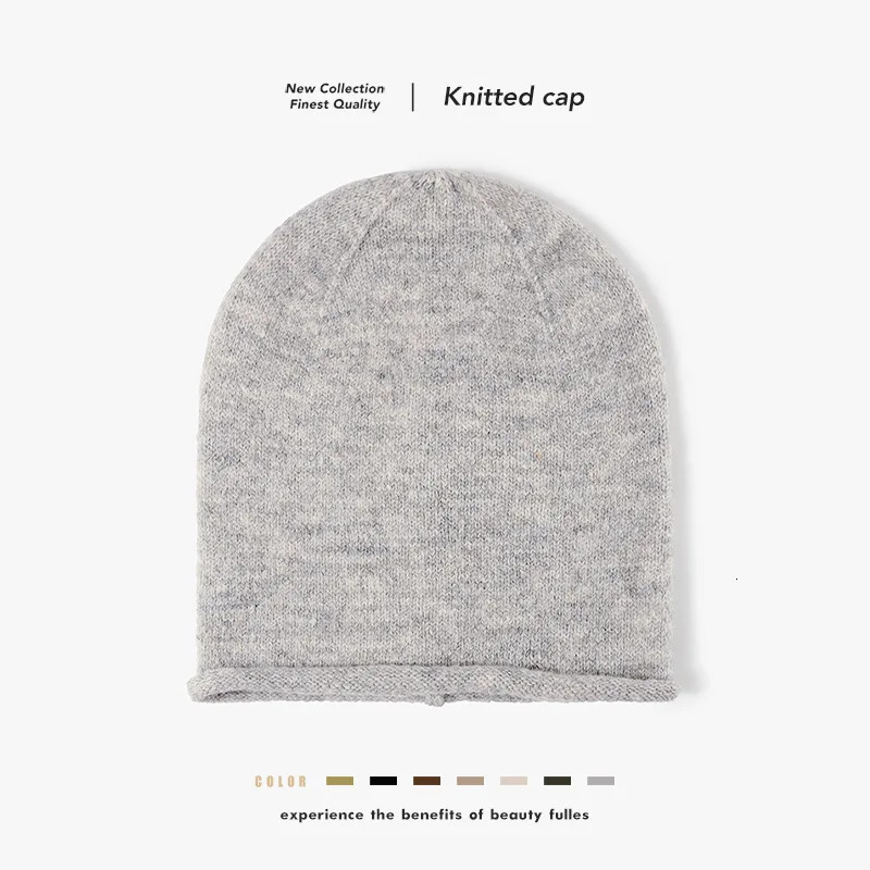 Chic Warm Thick Knitted Stacking Hat Women Men Light Board Cold Gents Versatile Ear Protection Wool Blend Beanie Male Female 251013