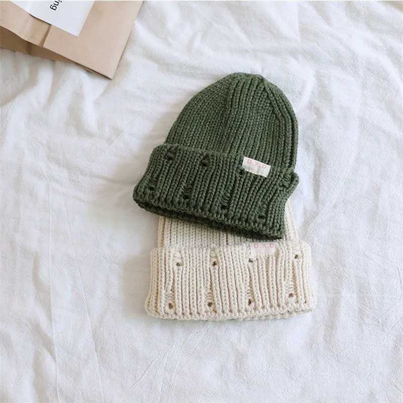 Autumn and winter baby wool hat Korean version solid color mens and womens casual versatile pullover knitted hat ins style251028