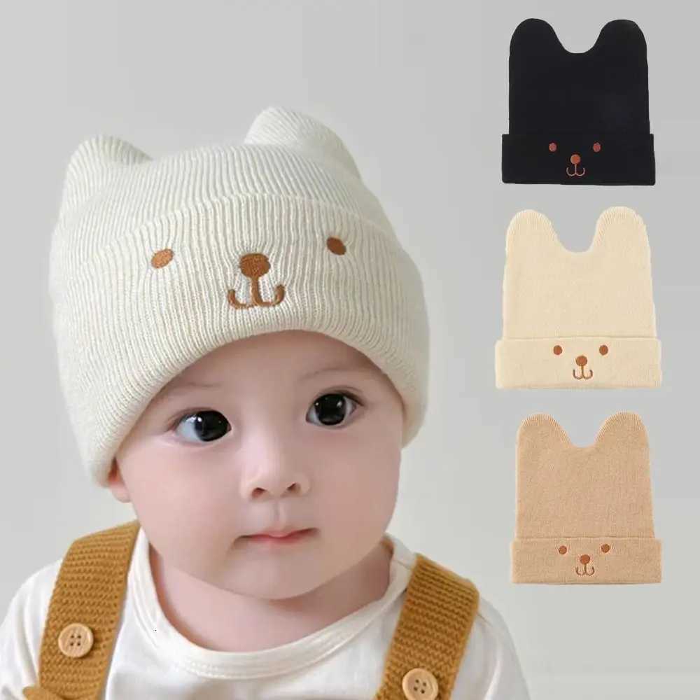 New Cute Beanie Cap Knitted Thicken Knitted Hat Cartoon Embroidered Toddler Warm Hat251028