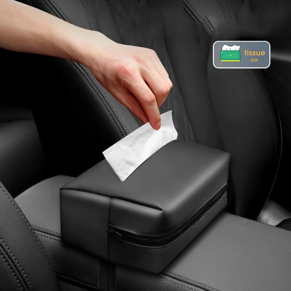 Car Tissue Box Sunshade Seat Backrest Suspension Tissue Box Car Armrest Box Tissue Storage Box With Fix Strap Car Storage 251029