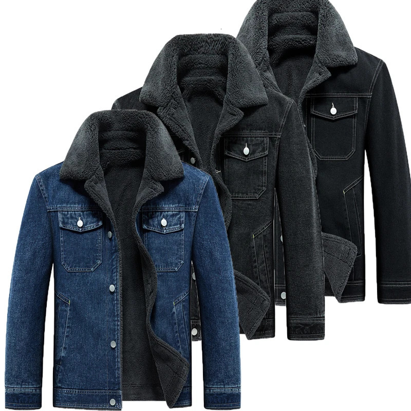 Winter Denim Jacket Coat Warm Fleece Thick Jeans Coat Men Windbreaker Fleece Thick Warm Men Jacket Multipockets Cow Overcoat 251024