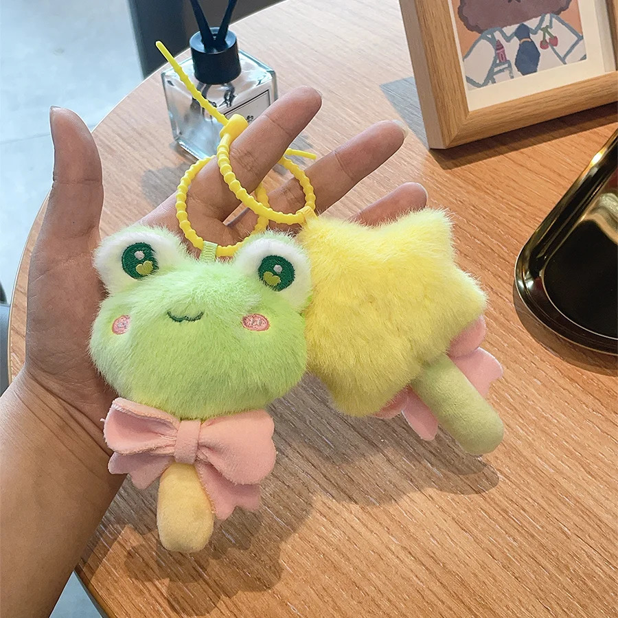 Star lollipop plush pendant frog doll soft filler doll couple keychain accessories school bag pendant ornament gift 251029